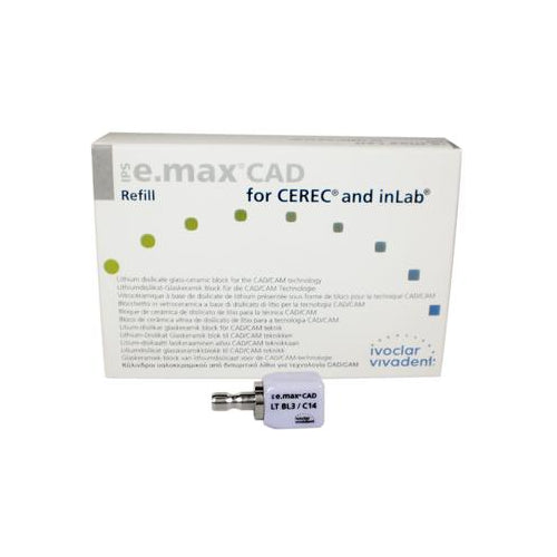 Ivoclar Vivadent 605345 Ivoclar IPS e.max CAD CEREC Blocks InLab LT BL3 C14 5/Pk Ivoclar Vivadent 605345 Ivoclar IPS e.max CAD CEREC Blocks InLab LT BL3 C14 5/Pk